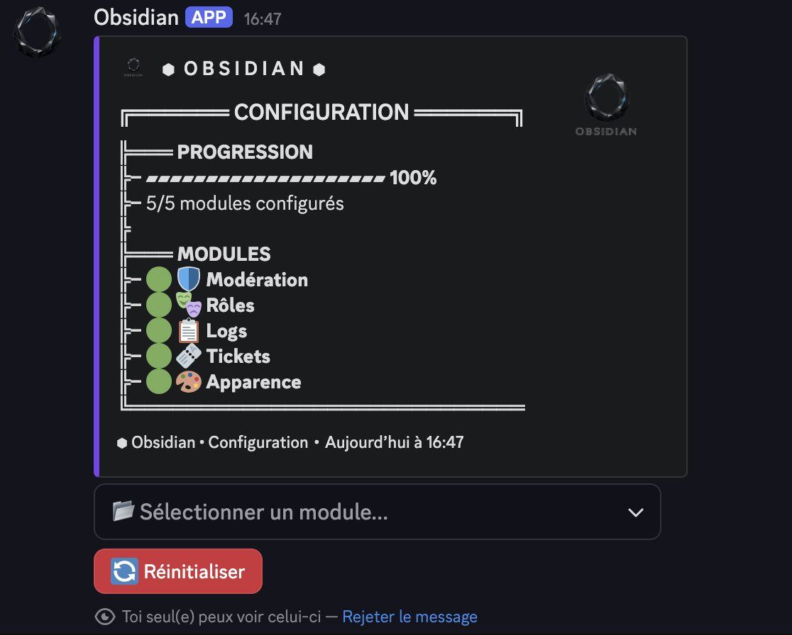 Panneau de configuration Obsidian