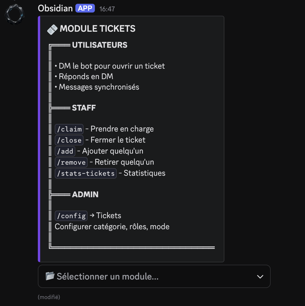 Aide du module tickets Obsidian